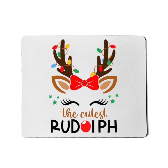 The Cutest Rudolph Reindeer Christmas Pajama Xmas Lights Mousepad