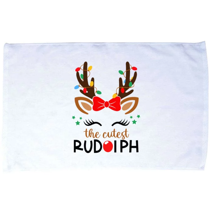 The Cutest Rudolph Reindeer Christmas Pajama Xmas Lights Microfiber Hand Towel