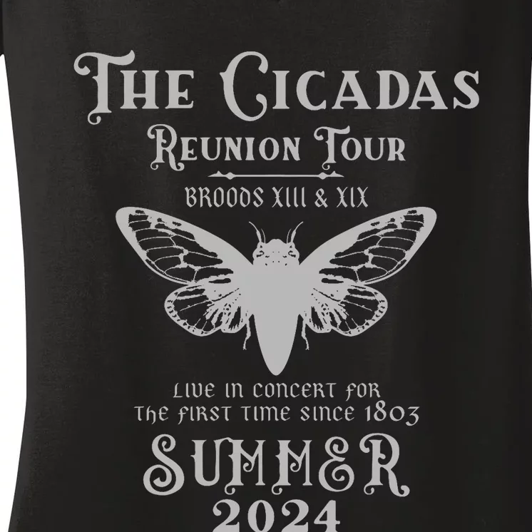 The Cicada Reunion U.S 2024 Cicada Concert Fest Lover Women's V-Neck T-Shirt