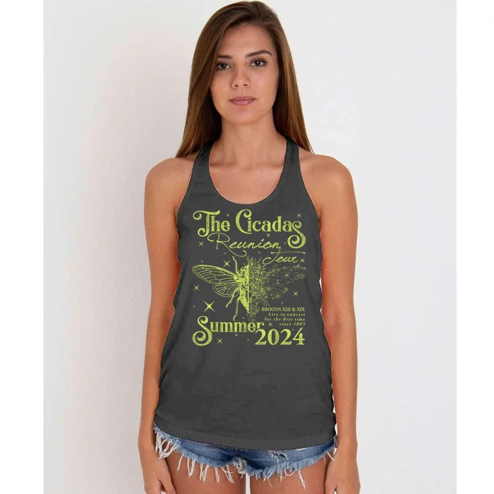 The Cicada Reunion U.S 2024 Cicada Concert Fest Lover Women's Knotted Racerback Tank