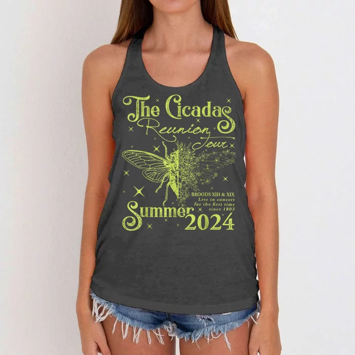 The Cicada Reunion U.S 2024 Cicada Concert Fest Lover Women's Knotted Racerback Tank