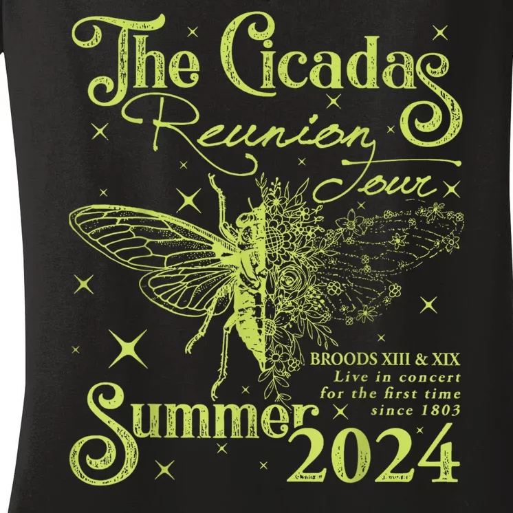 The Cicada Reunion U.S 2024 Cicada Concert Fest Lover Women's V-Neck T-Shirt