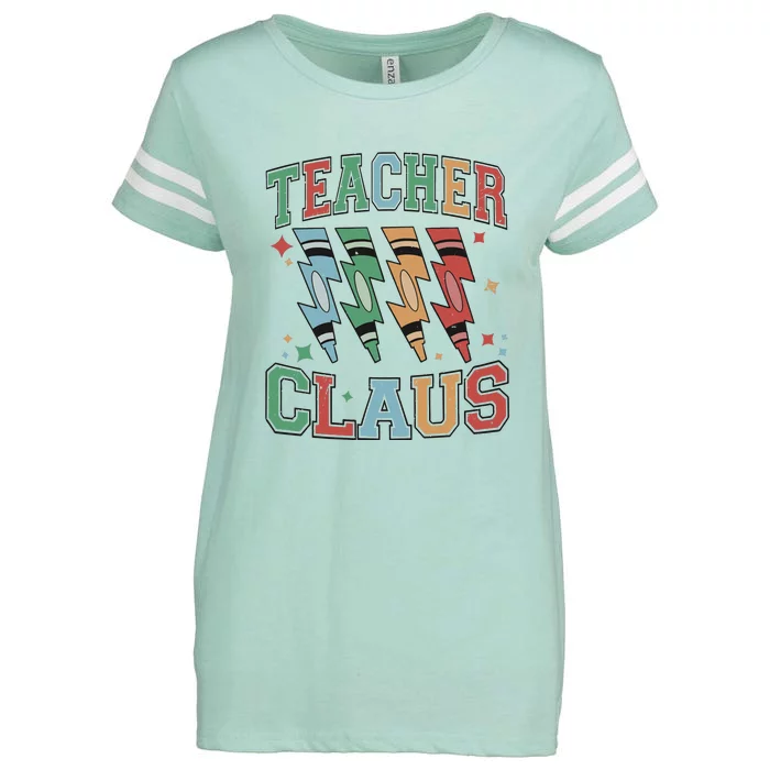 Teacher Claus Retro Christmas Enza Ladies Jersey Football T-Shirt