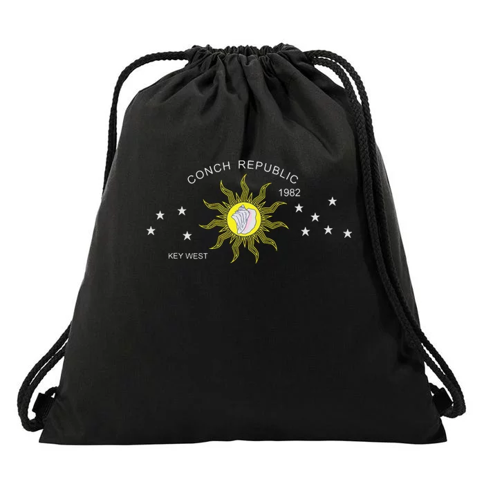 The Conch Republic Flag Drawstring Bag