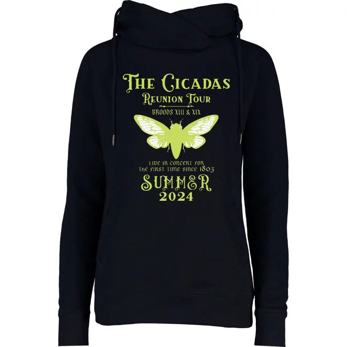 The Cicada Reunion U.S 2024 Cicada Concert Fest Lover Womens Funnel Neck Pullover Hood