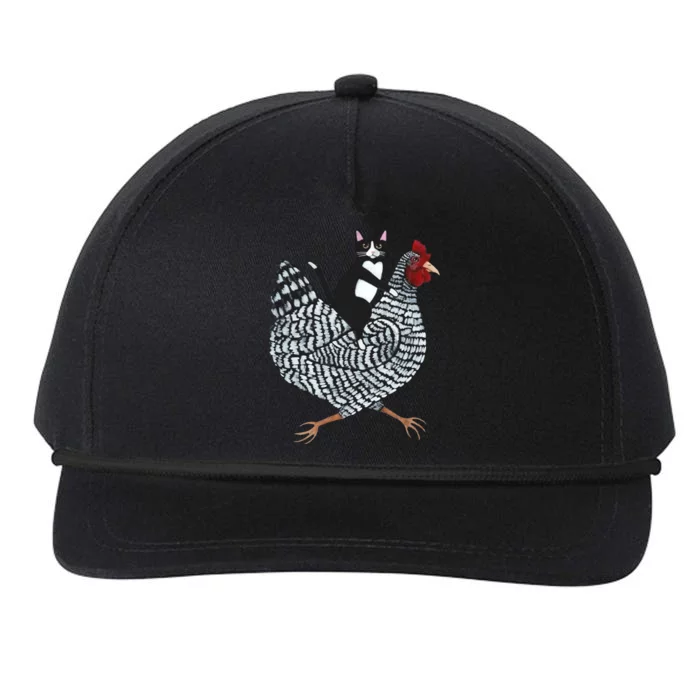 Tuxedo Cat Riding Chicken Funny Snapback Five-Panel Rope Hat