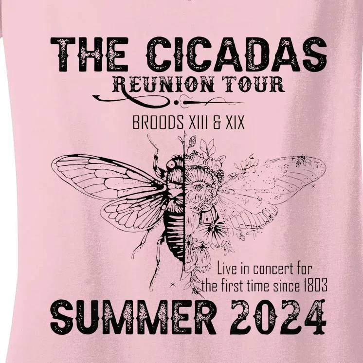 The Cicada Reunion U.S 2024 Broods Xiii And Xix Summer Women's V-Neck T-Shirt