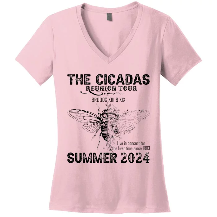 The Cicada Reunion U.S 2024 Broods Xiii And Xix Summer Women's V-Neck T-Shirt