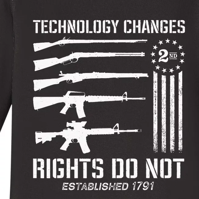 Technology Changes Rights Do Not Gun Rights 2A Statement Baby Long Sleeve Bodysuit