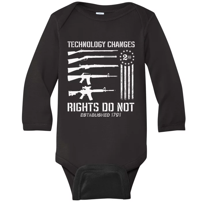 Technology Changes Rights Do Not Gun Rights 2A Statement Baby Long Sleeve Bodysuit