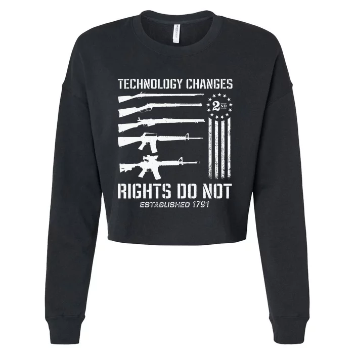 Technology Changes Rights Do Not Gun Rights 2A Statement Cropped Pullover Crew