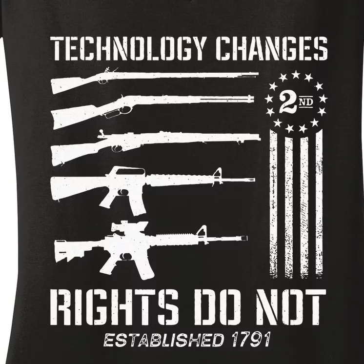 Technology Changes Rights Do Not Gun Rights 2A Statement Women's V-Neck T-Shirt