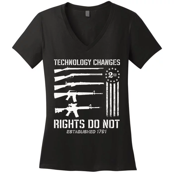 Technology Changes Rights Do Not Gun Rights 2A Statement Women's V-Neck T-Shirt