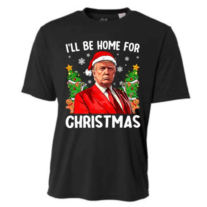 Trump Christmas Santa Hat Ill Be Home For Christmas Cooling Performance Crew T-Shirt