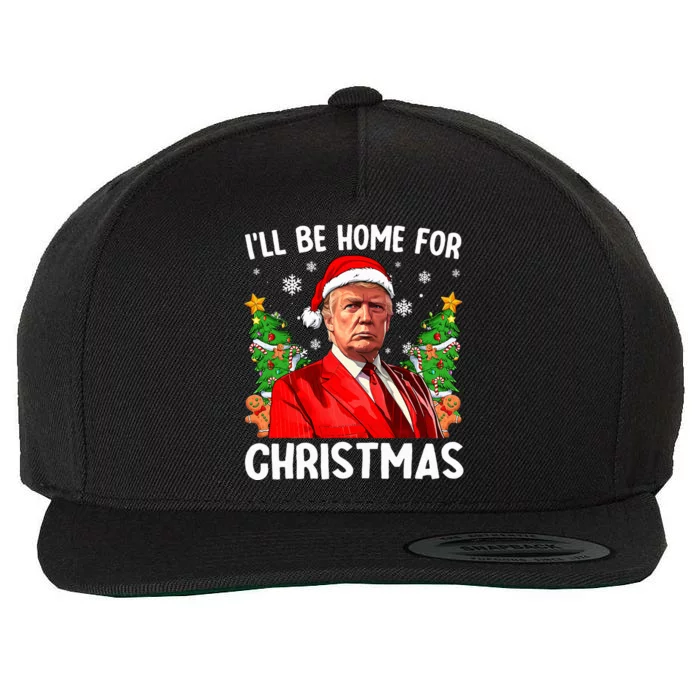 Trump Christmas Santa Hat Ill Be Home For Christmas Wool Snapback Cap