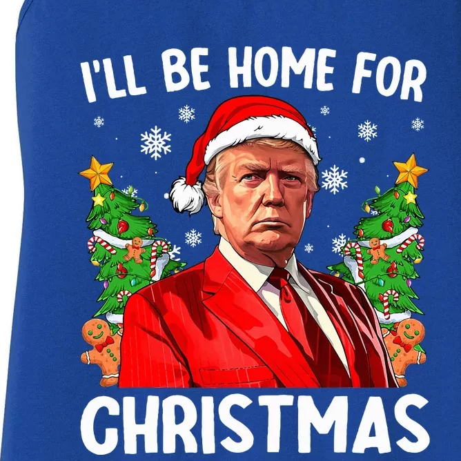 Trump Christmas Santa Hat Ill Be Home For Christmas Women's Racerback Tank