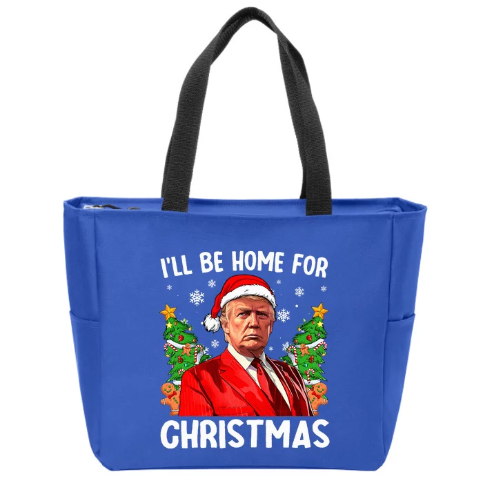 Trump Christmas Santa Hat Ill Be Home For Christmas Zip Tote Bag