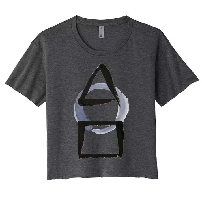 Triangle Circle Square Calligraphy Enso Women's Crop Top Tee