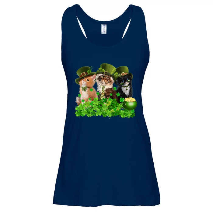 Three Cat St Patricks Day Kitty Kitten Lover Irish Premium Ladies Essential Flowy Tank