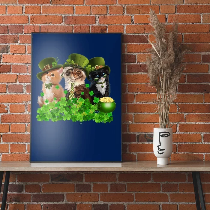 Three Cat St Patricks Day Kitty Kitten Lover Irish Premium Poster