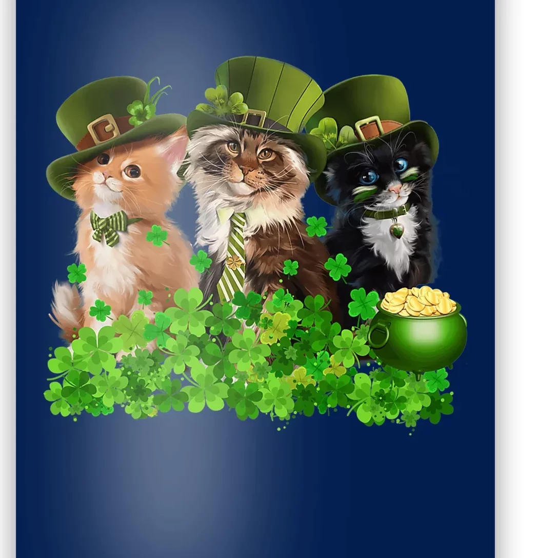 Three Cat St Patricks Day Kitty Kitten Lover Irish Premium Poster