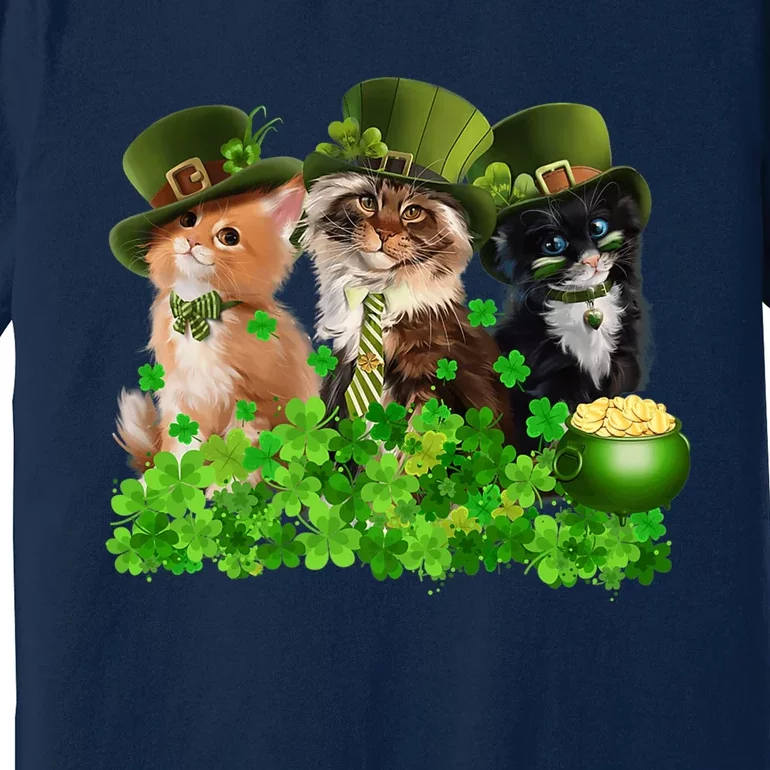 Three Cat St Patricks Day Kitty Kitten Lover Irish Premium Premium T-Shirt