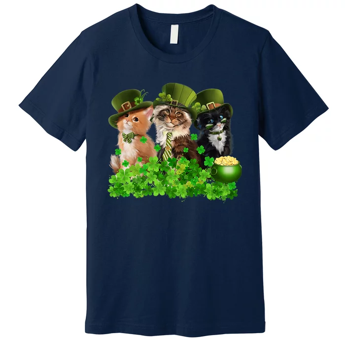 Three Cat St Patricks Day Kitty Kitten Lover Irish Premium Premium T-Shirt