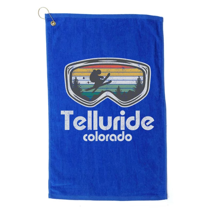 Telluride Colorado Ski Mountain Skiing Retro Vacation Gift Meaningful Gift Platinum Collection Golf Towel