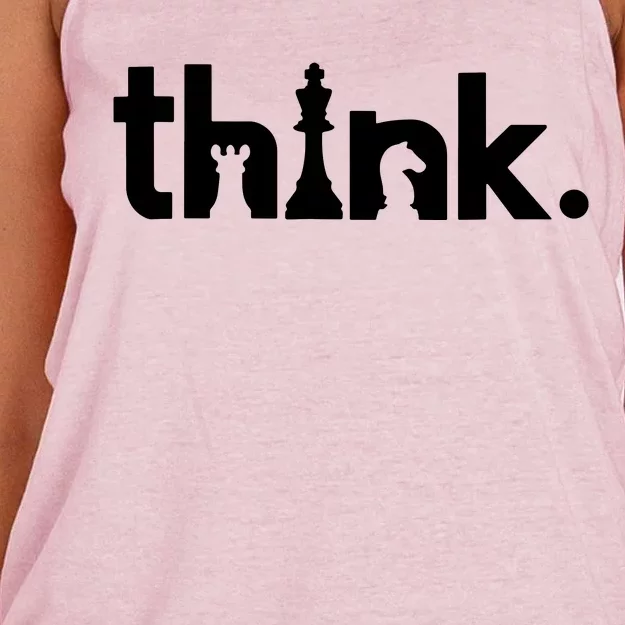 Think Chess Shirt Matching Gambit Chess Player And ChessLove Women's Knotted Racerback Tank