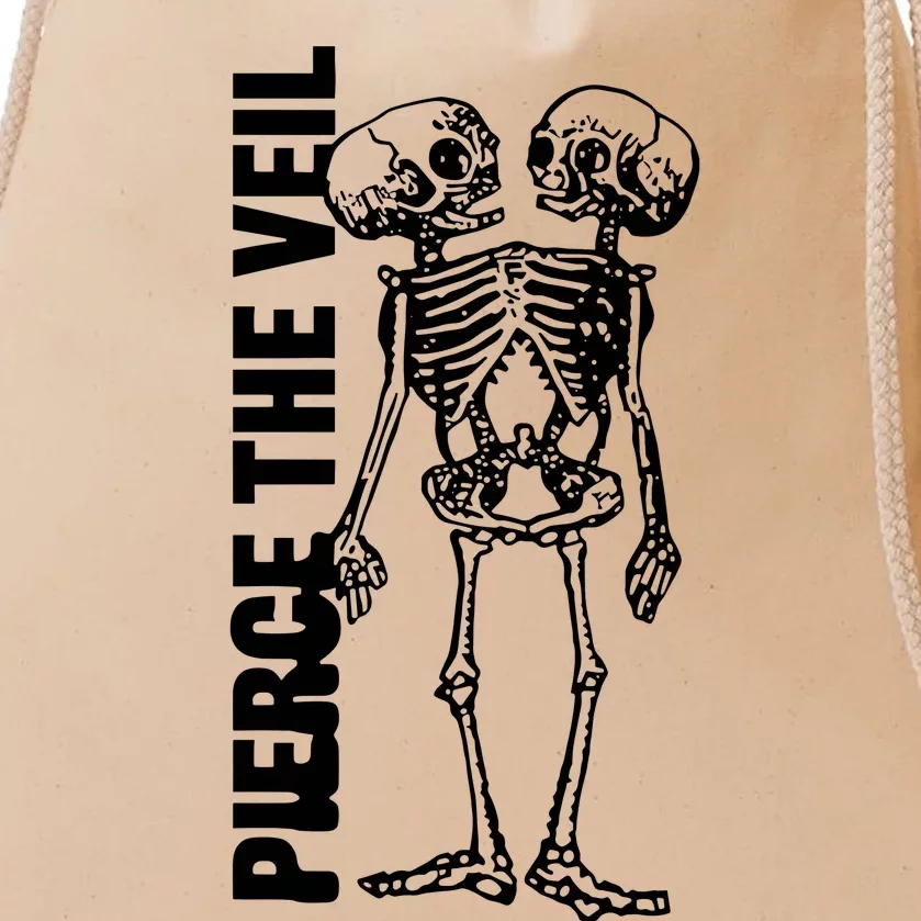 Tan Conjoined Skeleton Drawstring Bag