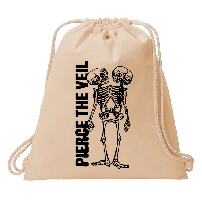 Tan Conjoined Skeleton Drawstring Bag