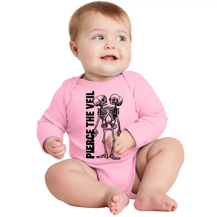 Tan Conjoined Skeleton Baby Long Sleeve Bodysuit