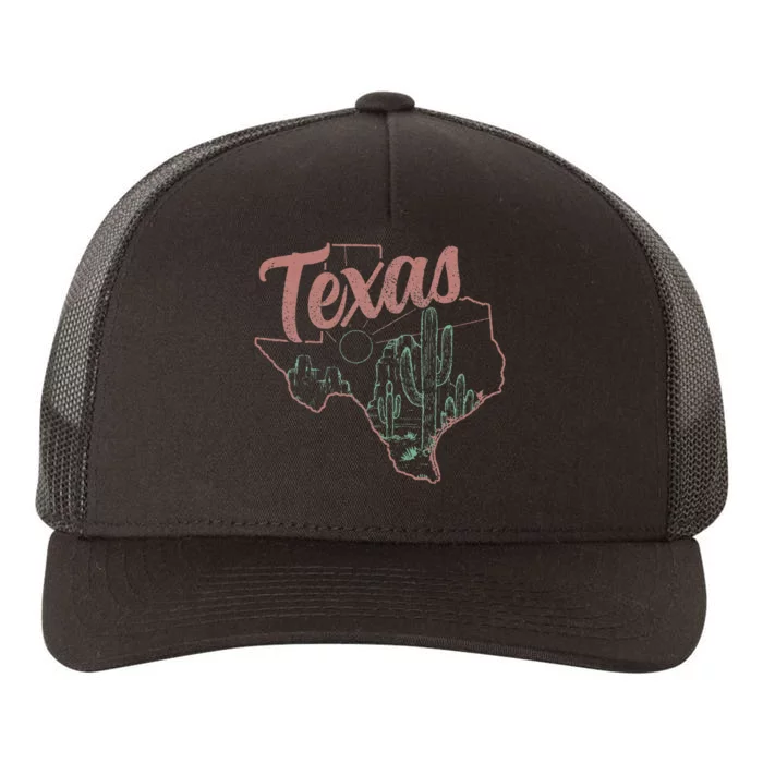 Texas Cactus State Map Souvenir Pride Vintage Yupoong Adult 5-Panel Trucker Hat