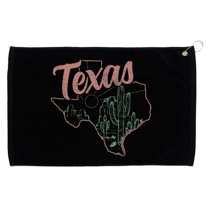 Texas Cactus State Map Souvenir Pride Vintage Grommeted Golf Towel