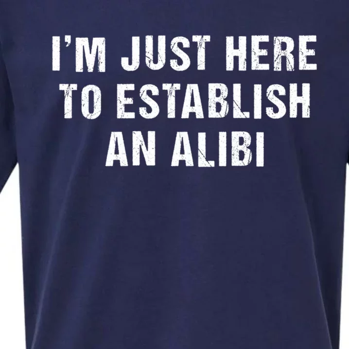 True Crime Sarcastic Im Just Here To Establish An Alibi Gift Sueded Cloud Jersey T-Shirt