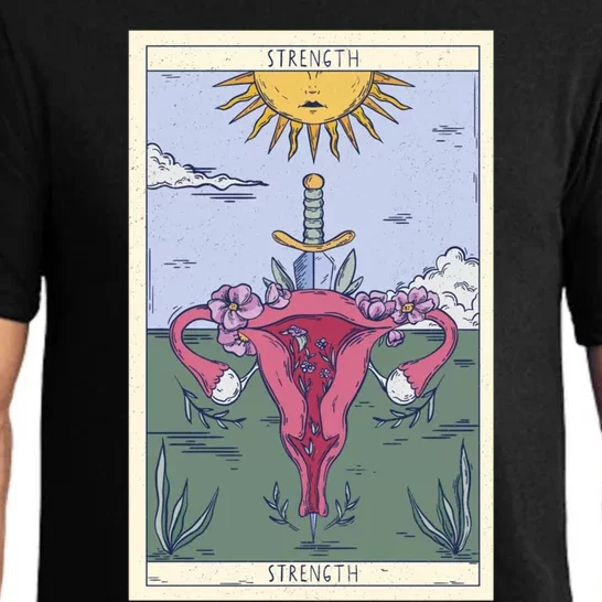 Tarot Card Strength Feminism Witchy Feminist Uterus Gift Pajama Set