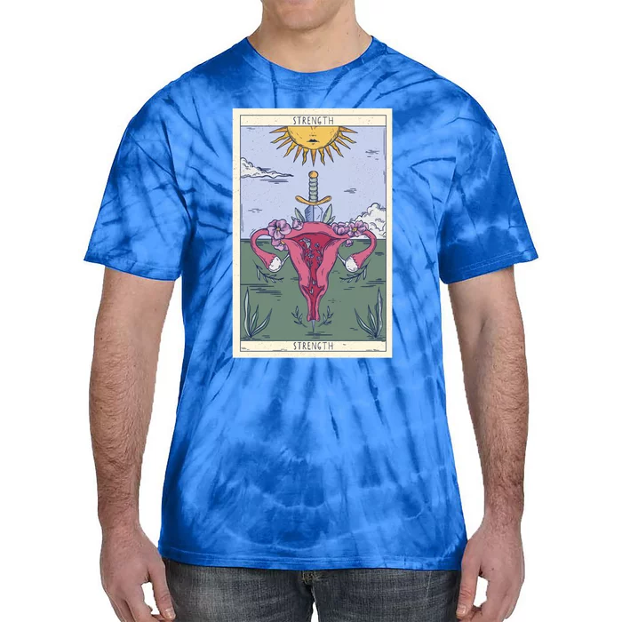 Tarot Card Strength Feminism Witchy Feminist Uterus Gift Tie-Dye T-Shirt