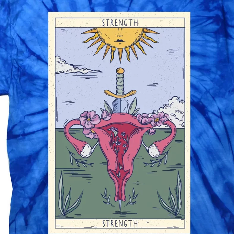 Tarot Card Strength Feminism Witchy Feminist Uterus Gift Tie-Dye T-Shirt