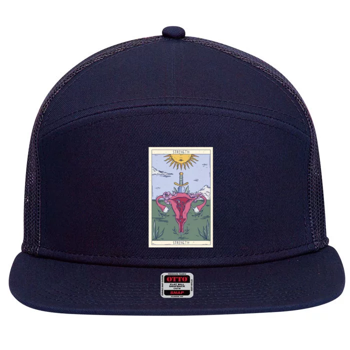 Tarot Card Strength Feminism Witchy Feminist Uterus Gift 7 Panel Mesh Trucker Snapback Hat