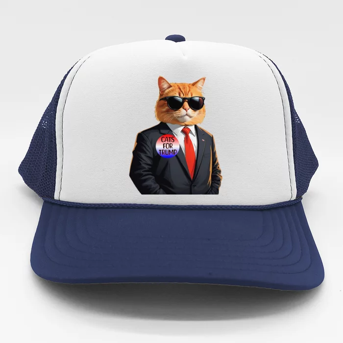 Trump Cats Support Well Dressed Cat Trucker Hat