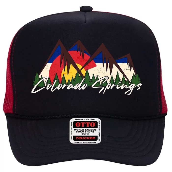 Travel Colorado Springs Colorado State Flag High Crown Mesh Trucker Hat