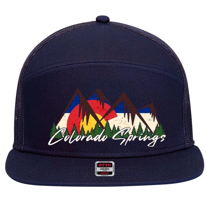 Travel Colorado Springs Colorado State Flag 7 Panel Mesh Trucker Snapback Hat