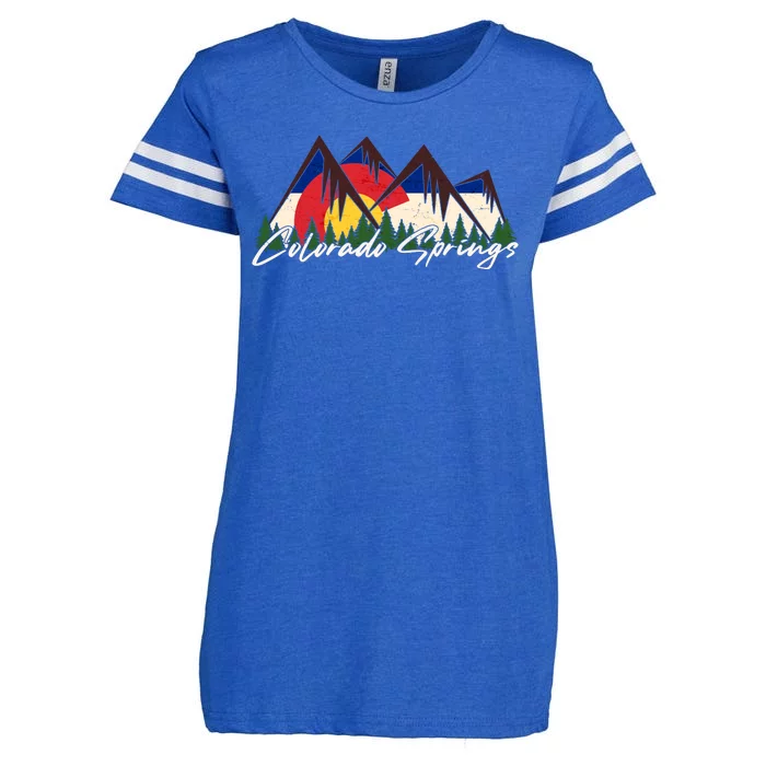 Travel Colorado Springs Colorado State Flag Enza Ladies Jersey Football T-Shirt