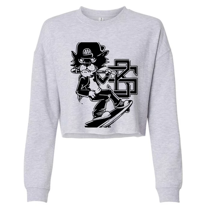 Tough Cat Skater Anime Fantasy Cropped Pullover Crew