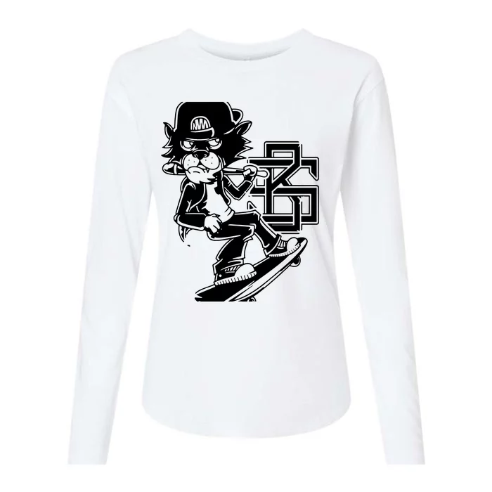 Tough Cat Skater Anime Fantasy Womens Cotton Relaxed Long Sleeve T-Shirt