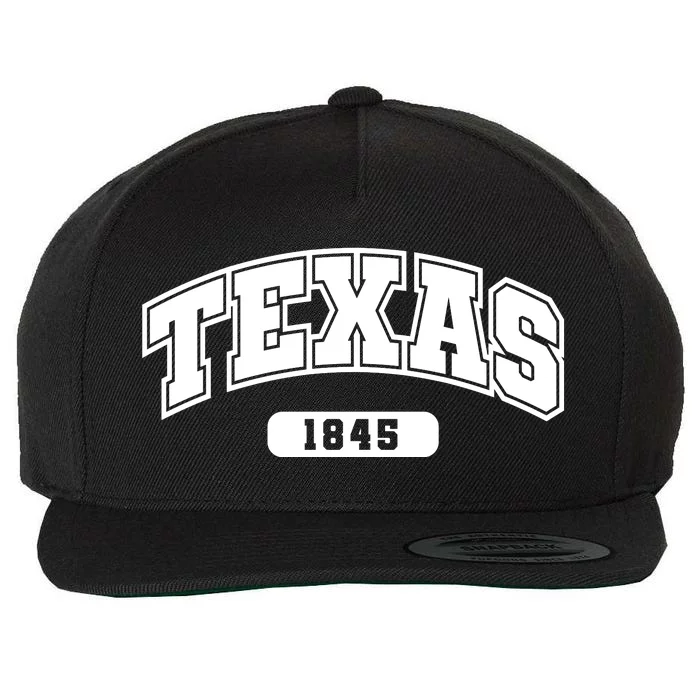 Texas Collegiate Style 1845 Wool Snapback Cap