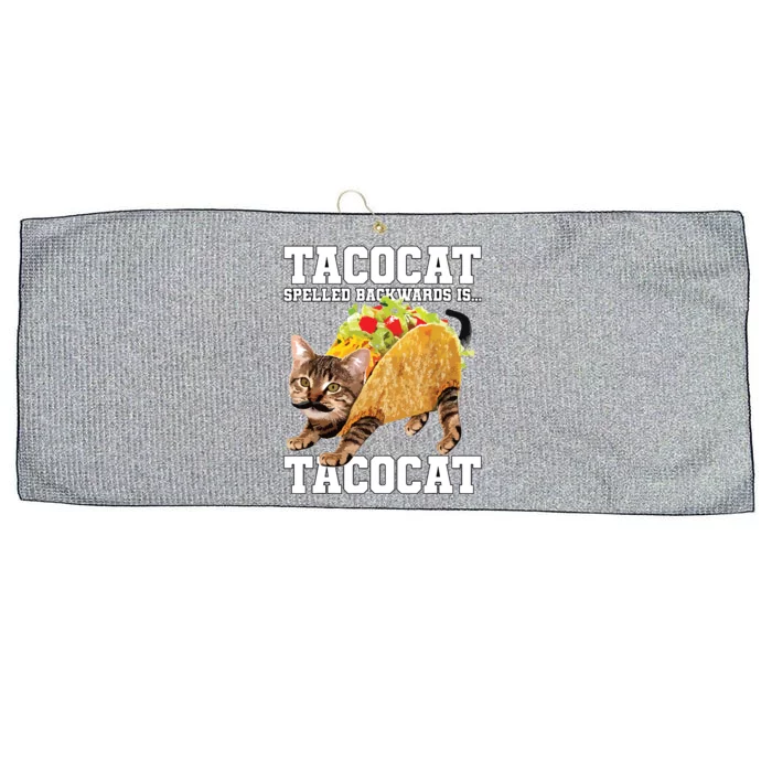 Taco Cat Spelled Backwards Is Tacocat Meme Silly Cat Lover Large Microfiber Waffle Golf Towel