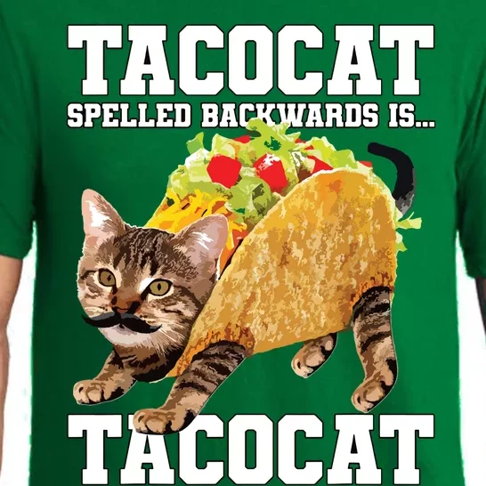 Taco Cat Spelled Backwards Is Tacocat Meme Silly Cat Lover Pajama Set