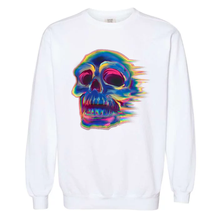 Trippy Colorful Skull Garment-Dyed Sweatshirt