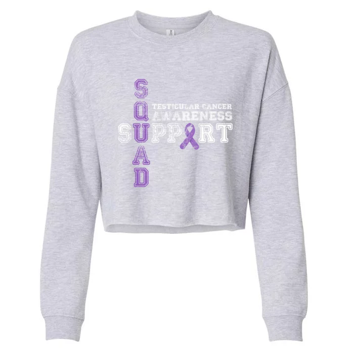 Testicular Cancer Support Squad Purple Ribbon Cool Gift Cropped Pullover Crew